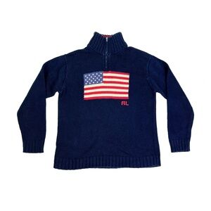 Polo Ralph Lauren 1/2 Zip Pullover USA Flag Sweater